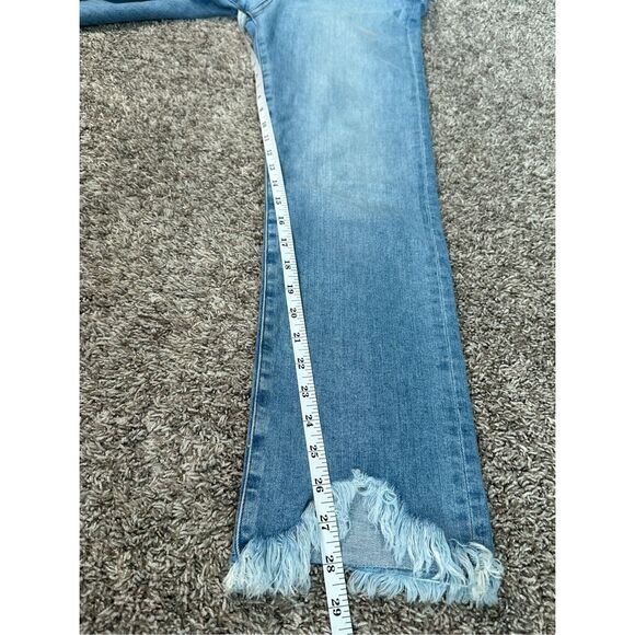 Jonathan Simkhai River High Rise Straight Leg Jeans Light Wash Frayed Hems 27 - Picture 12 of 14